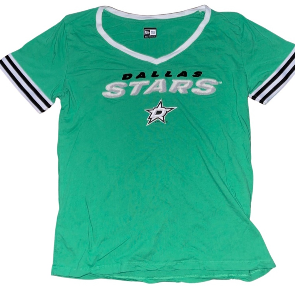 Dallas Stars V-Neck T-Shirt by New Era & 5th & Ocean: Women’s XL: Stanley Cup